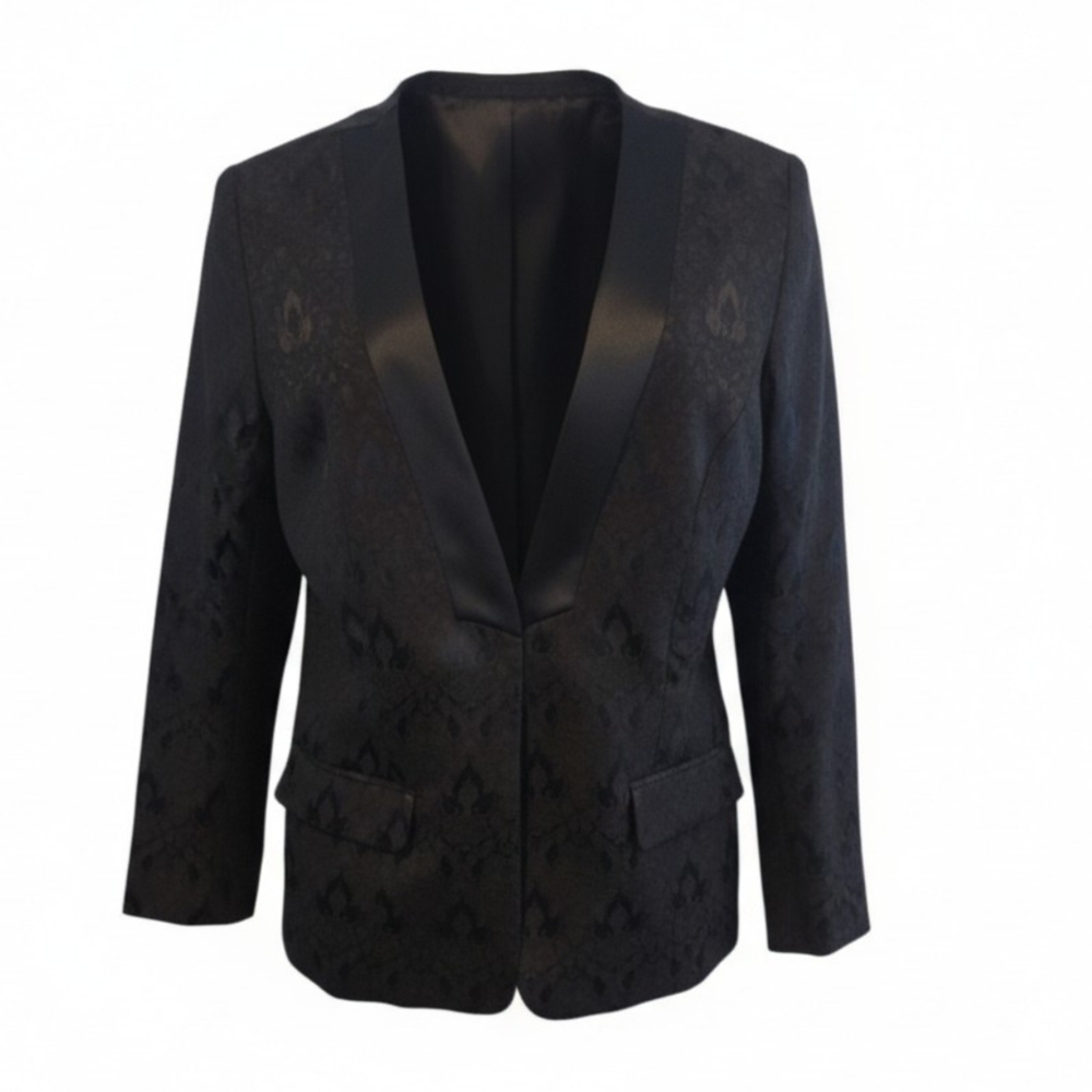 Lane Bryant Size 18 Brocade Tuxedo Black Blazer
